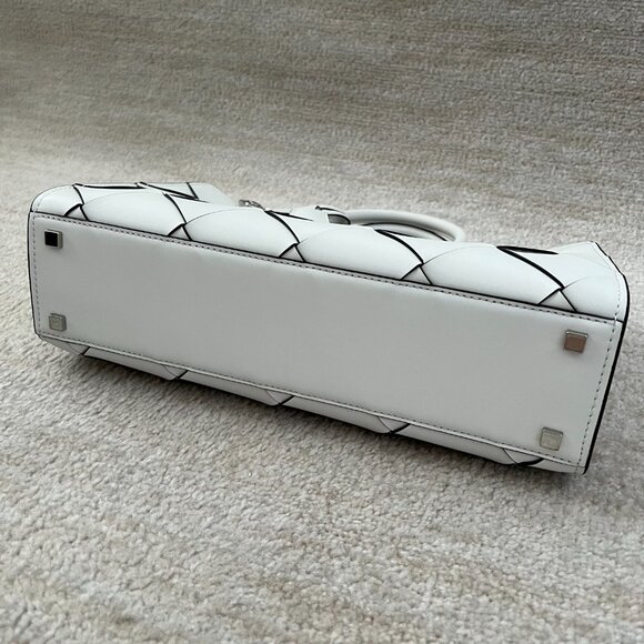 NWT Michael Kors Scarlett Medium Woven Leather Satchel Purse Bag - Picture 6 of 15